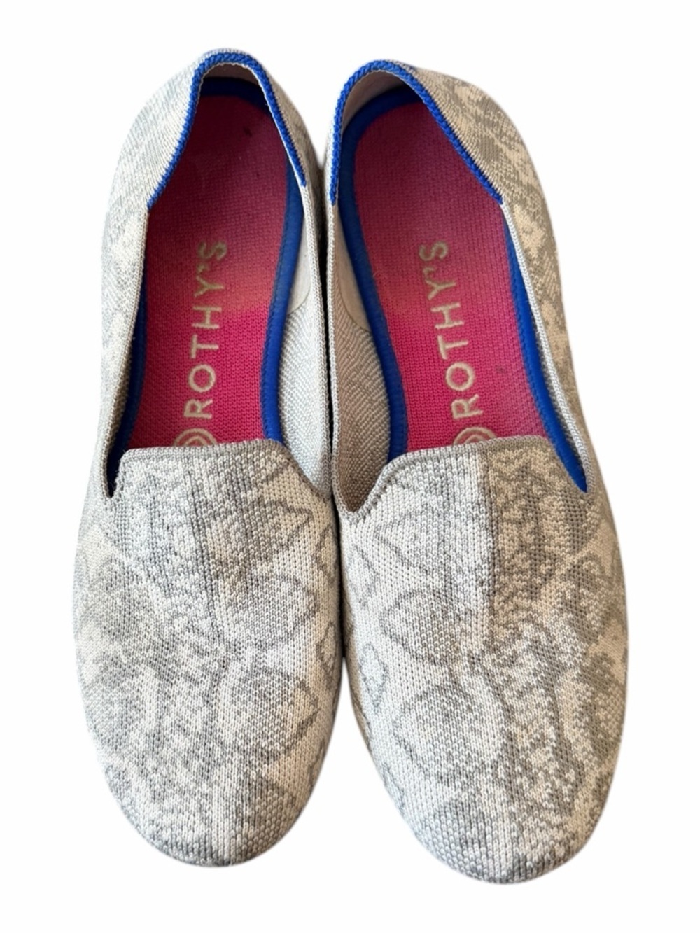 Rothy’s Ivory Gray Snake Loafer Slip On Shoes Flats Women’s Size 8